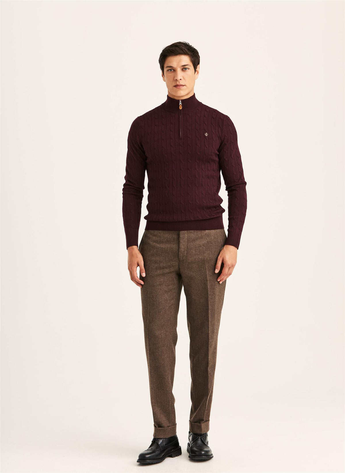 Merino Cable John Zip AW26 Wine Red