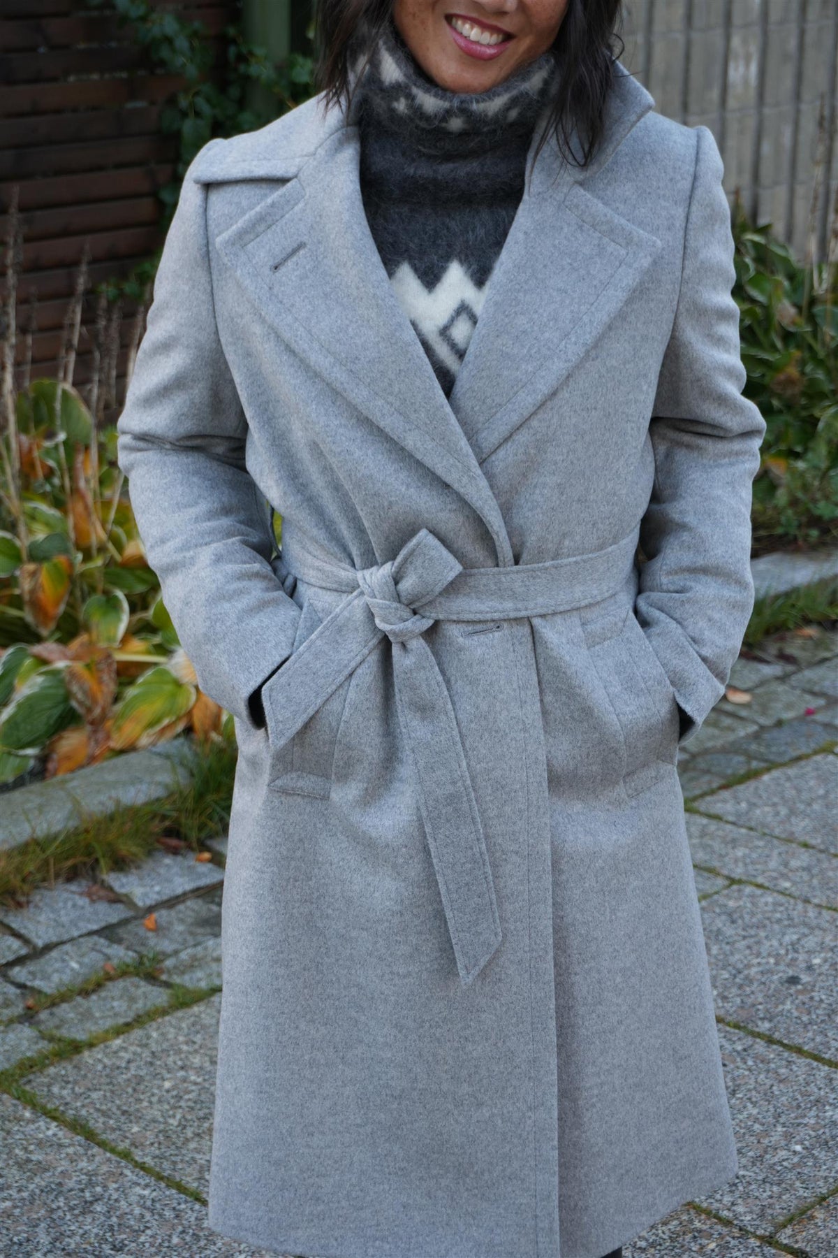 Clareta Belt Midi Smoky Grey Cashmere Coat
