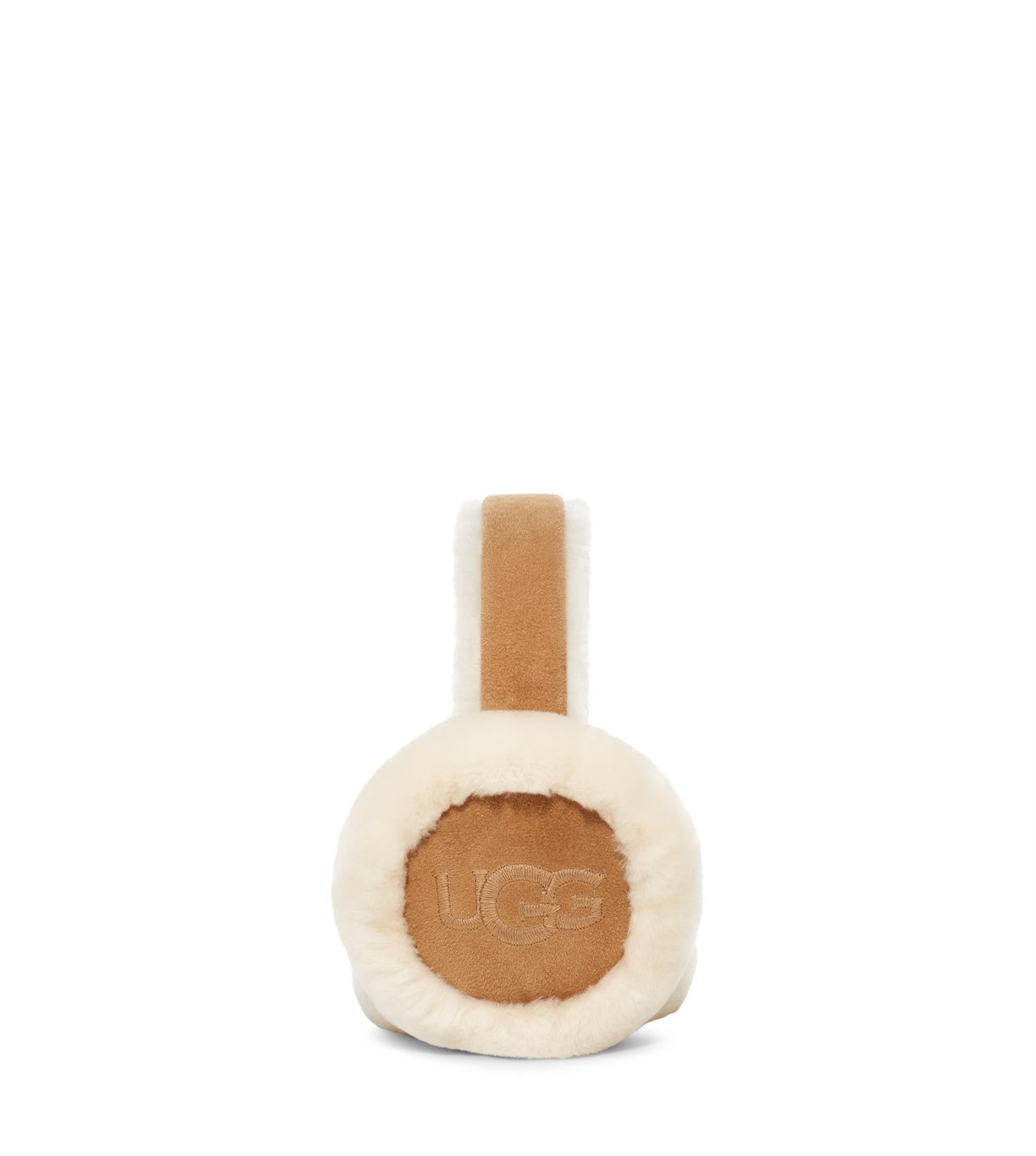 Sheepskin Embroidery Earmuff Chetnut
