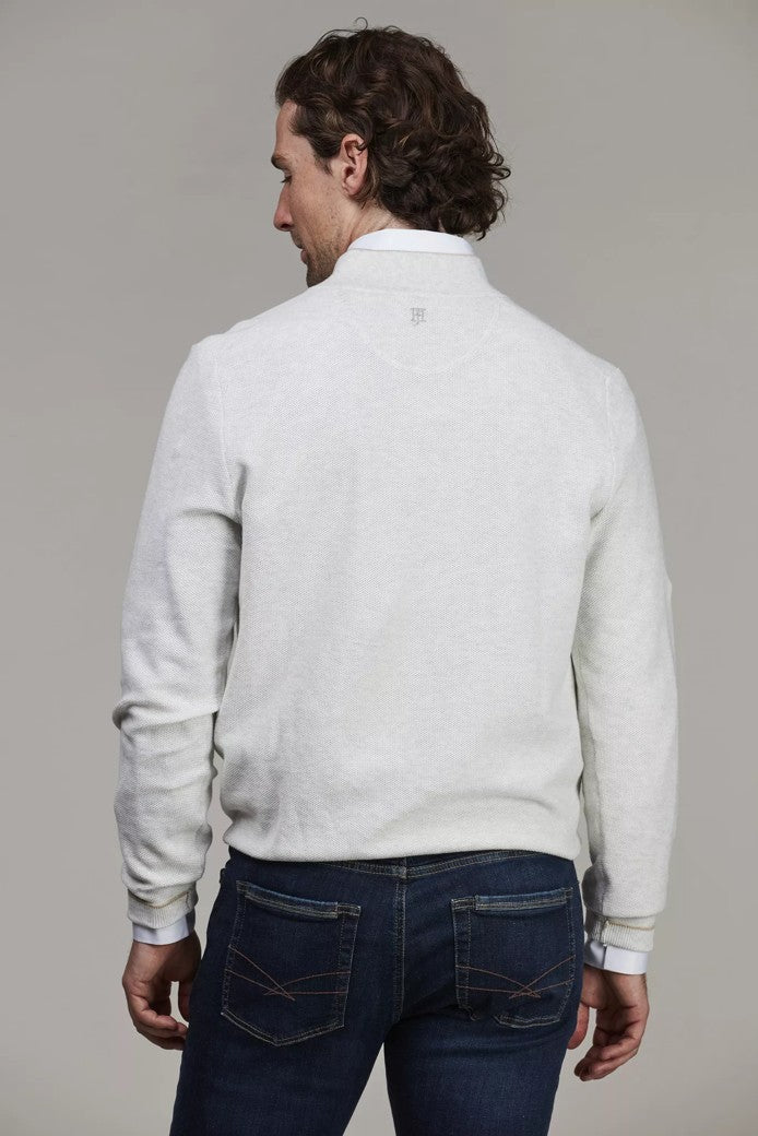 HALF ZIP STRUCTURE KNIT LIGHT GREY