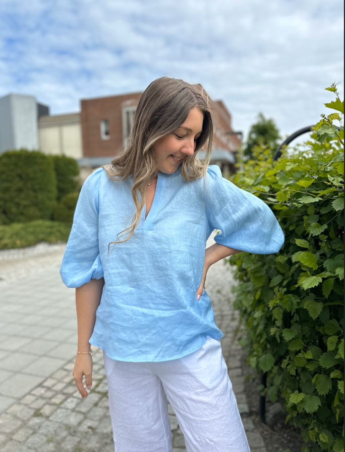 Tanja Linen Blouse Light Blue