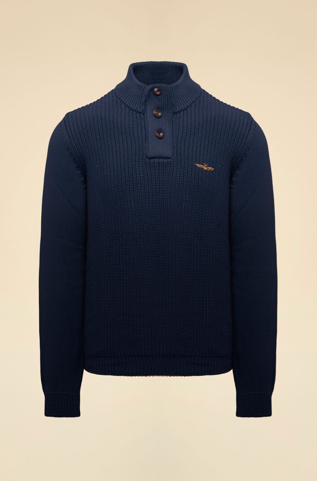 Turtlneck Jumper With Buttons Navy