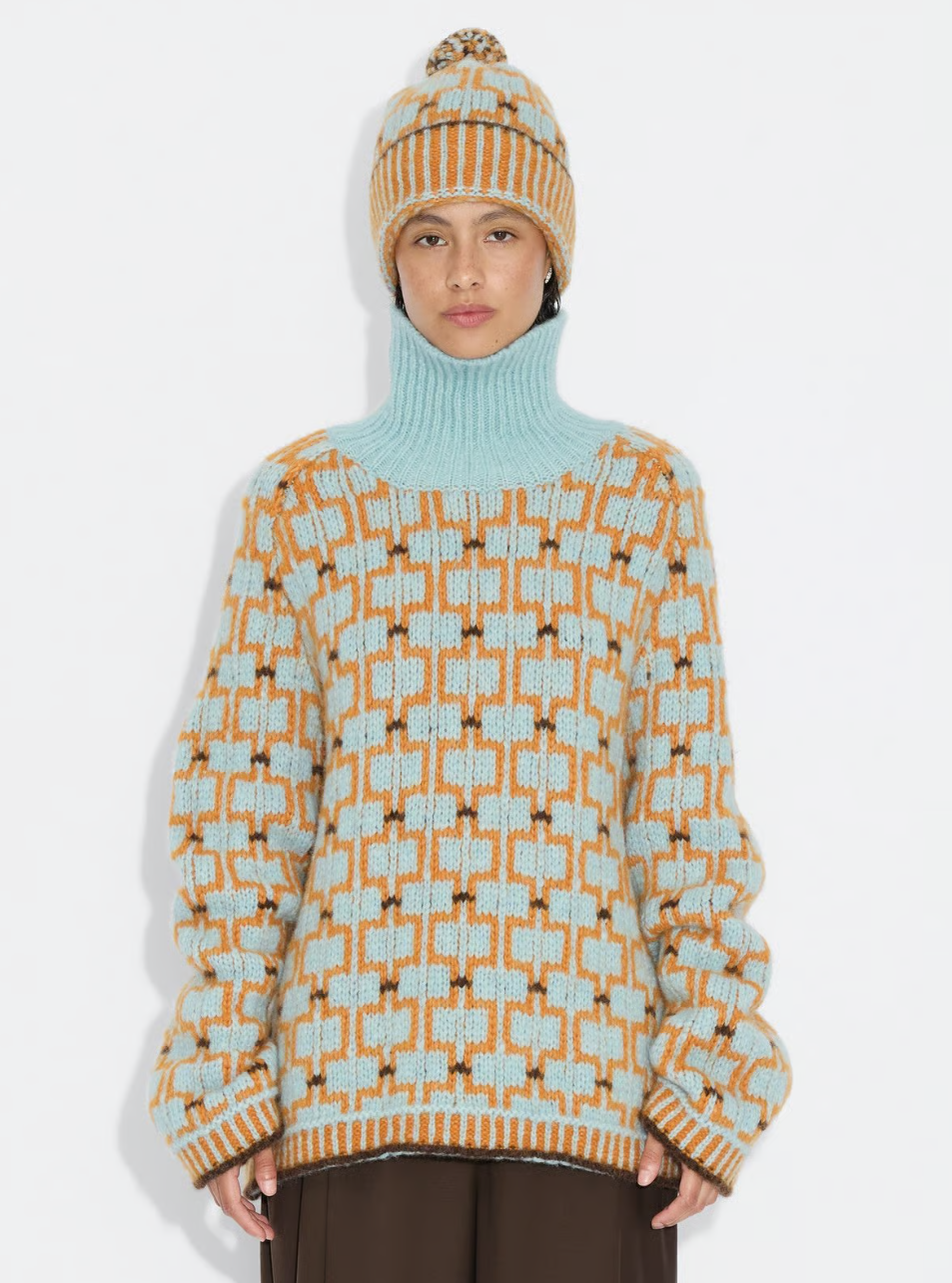 Norwegian Wool Turtleneck Blue Mix