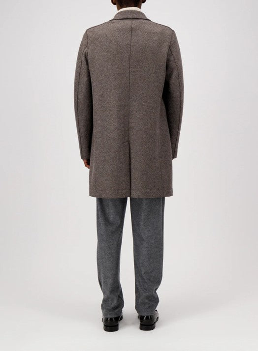 Mens Boxy Coat Pressed Wool Brown Grey