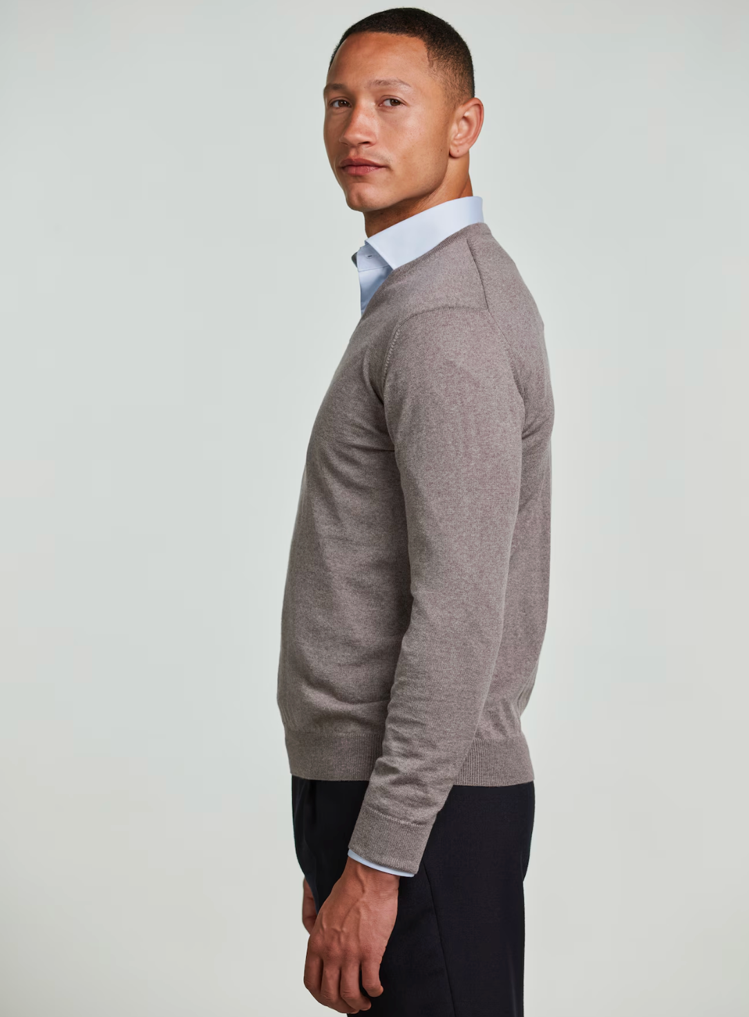 Pullover Knitted V-Neck Merino Wool Light Brown