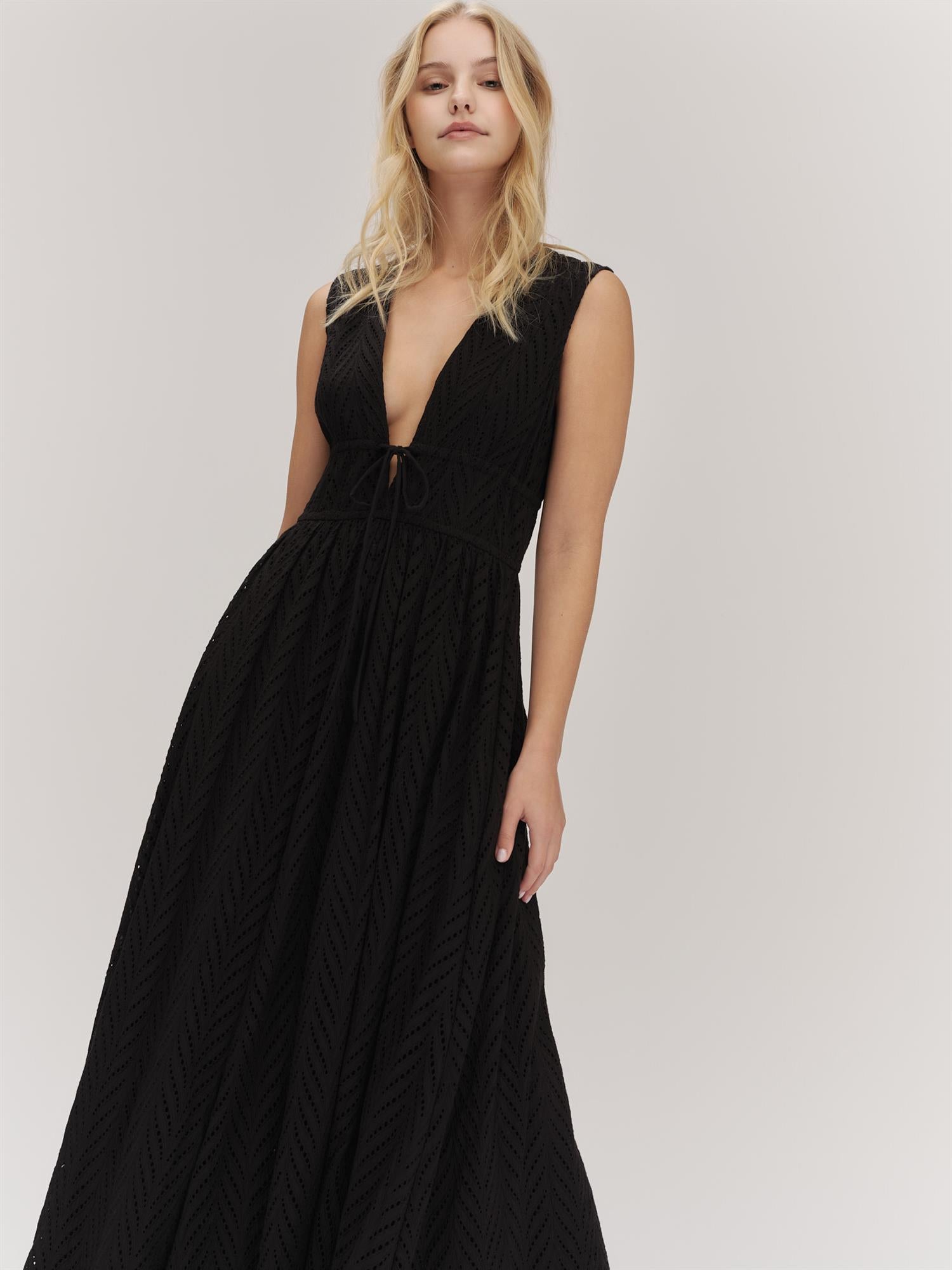 Kathy Herringbone Dress Black