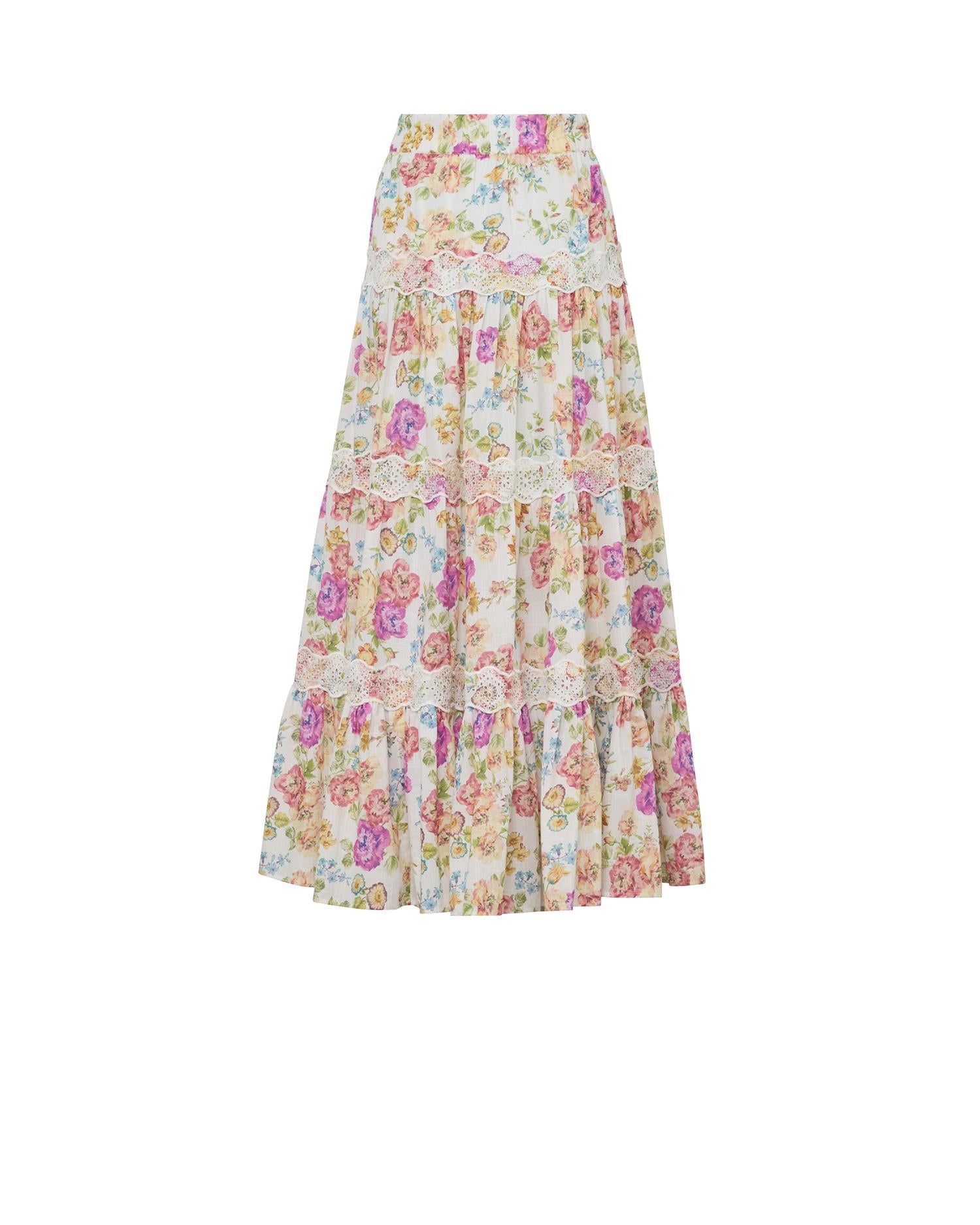 Cotton Slub Maxi Skirt Flora