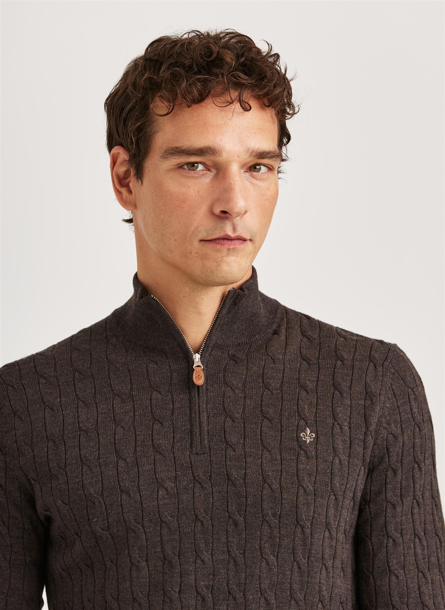 Merino Cable John Zip Brown
