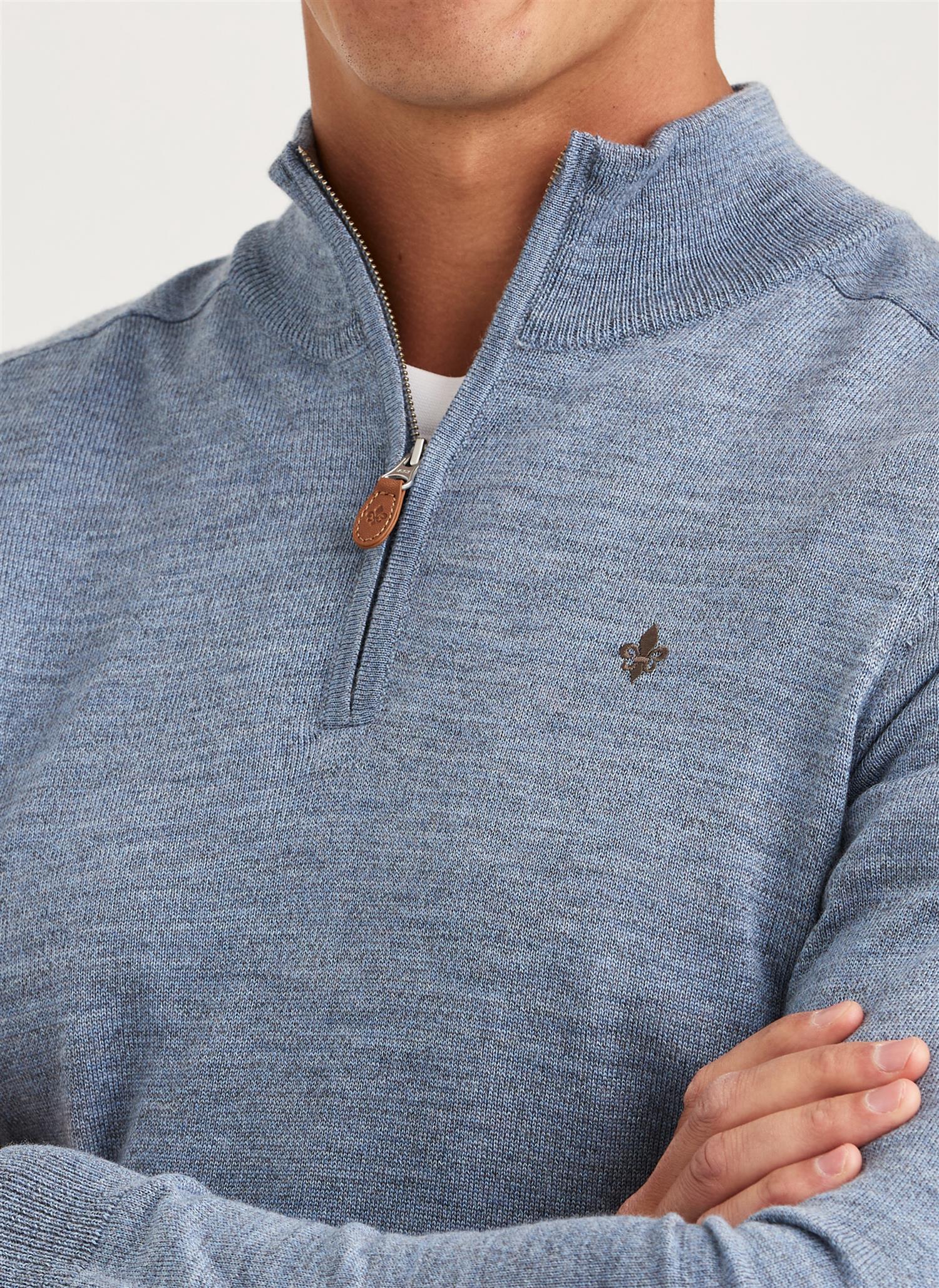 Merino John Zip - Blue