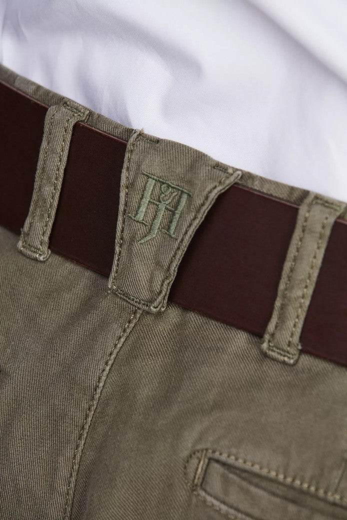 Linen blend comfort chino khaki green