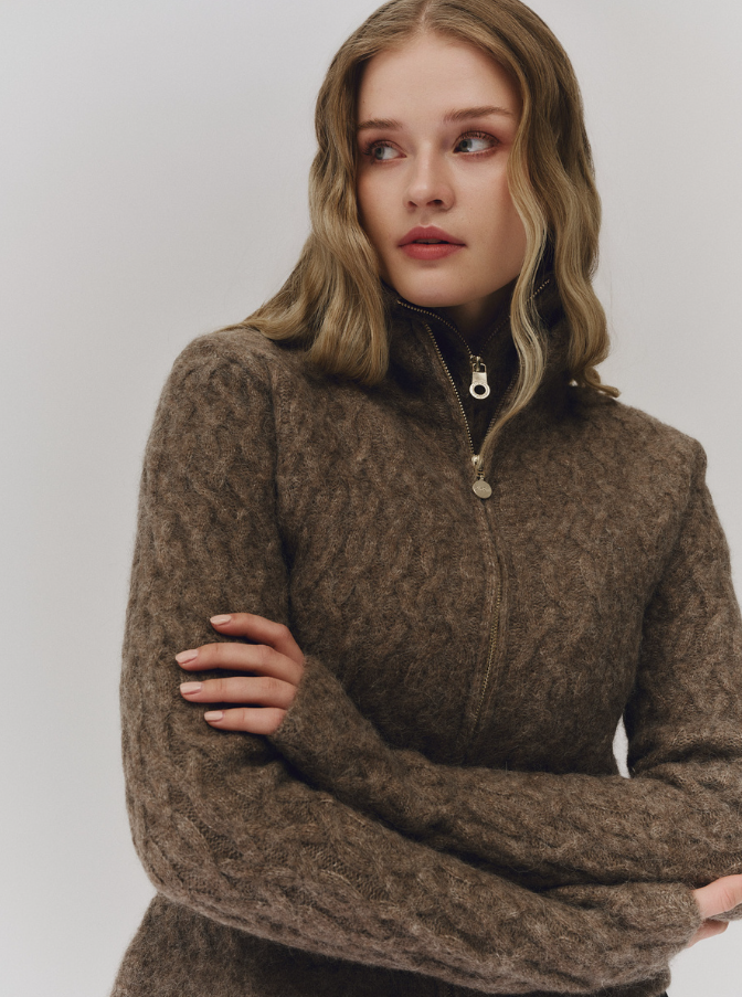 Nelly Alpaca cardigan Walnut