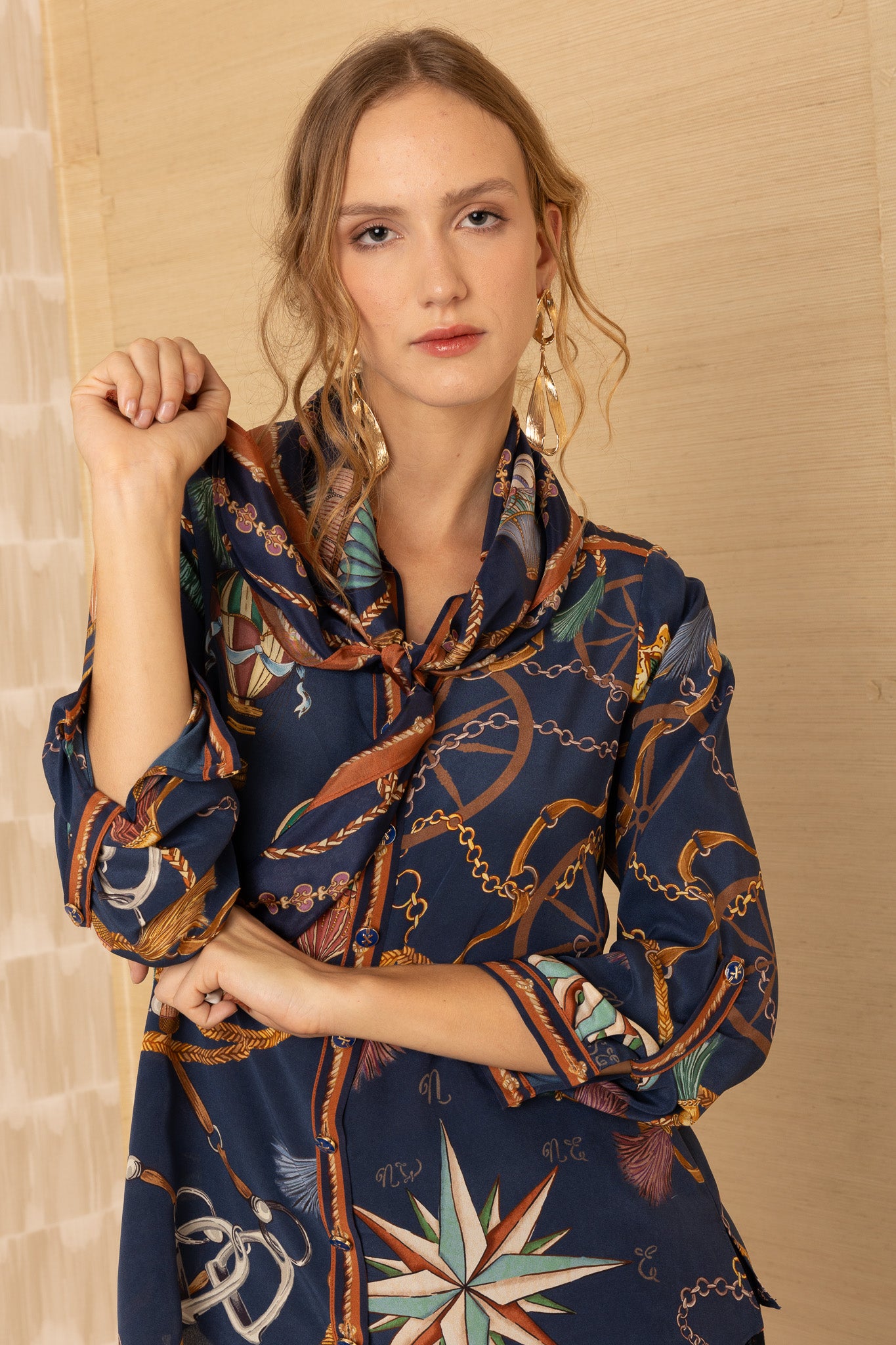 Leilany Silk Scarf Navy