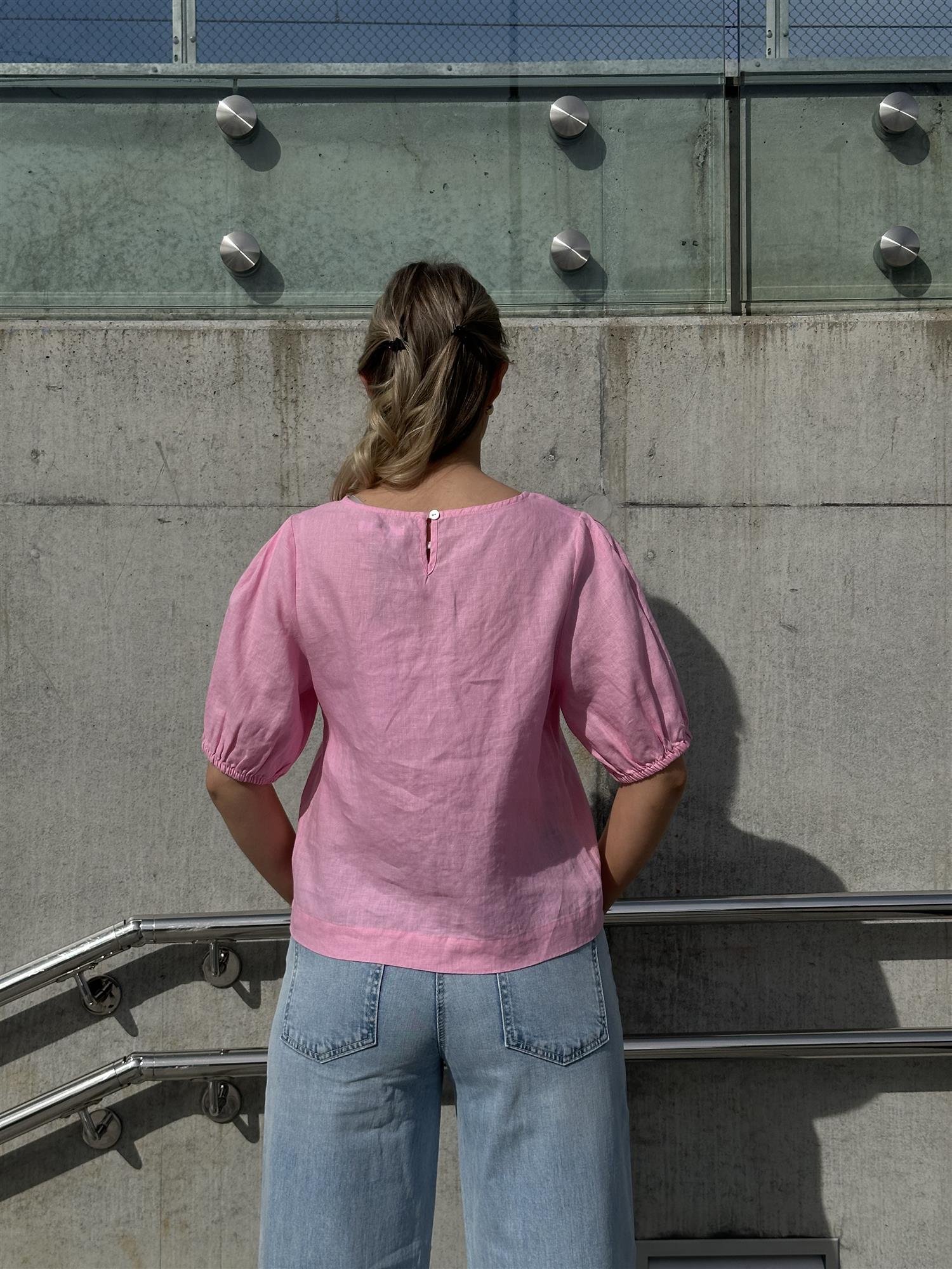 Rose linen Top Pink