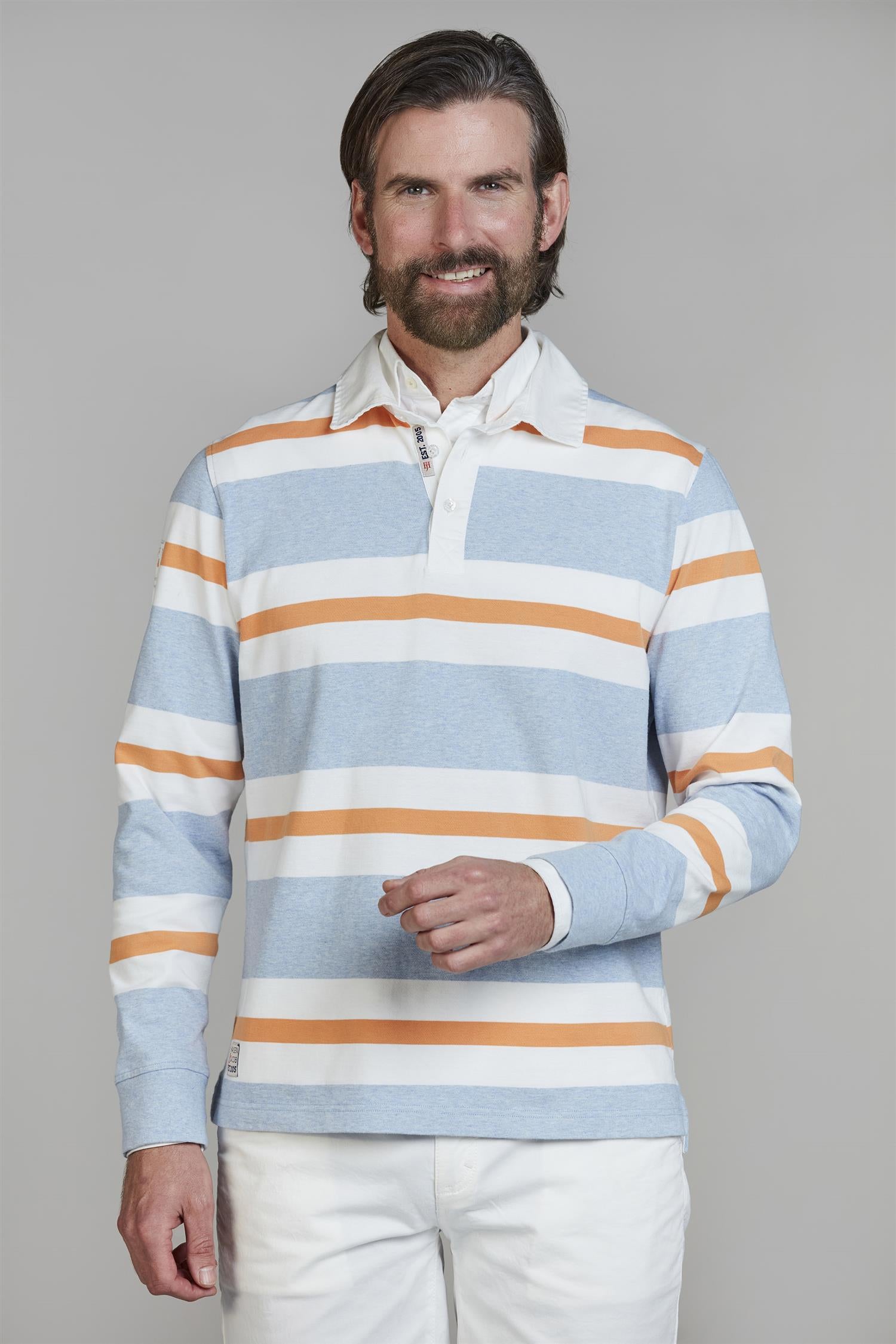 Y.D Stripe Back Rugger Lt Blue