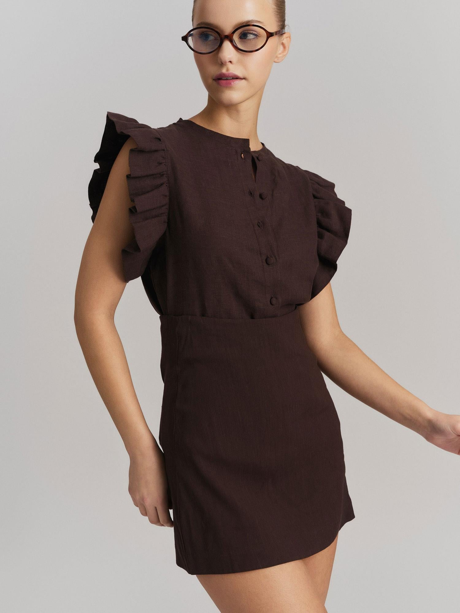 Pauline Linen Shirt Dark Brown