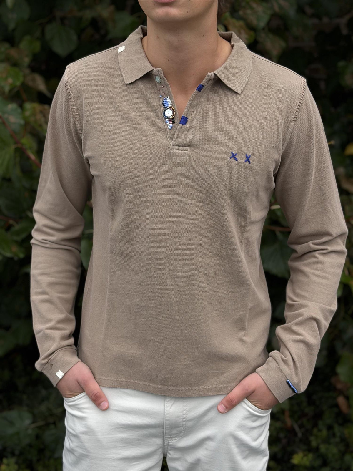 Gipsy Longsleeve Slimfit Polo Piquet Caramel