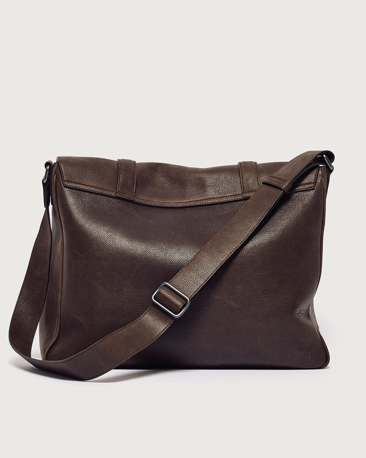 Jones Chevrette leather messenger bag Chocolate