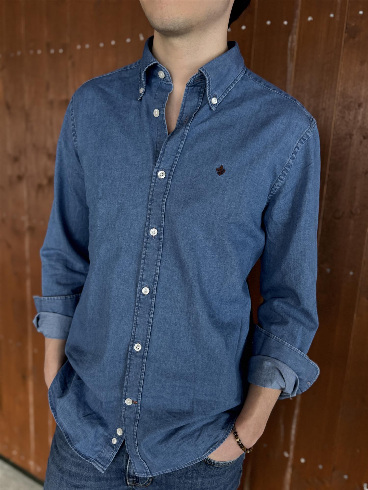 Light Denim Shirt-Slim Fit Blue