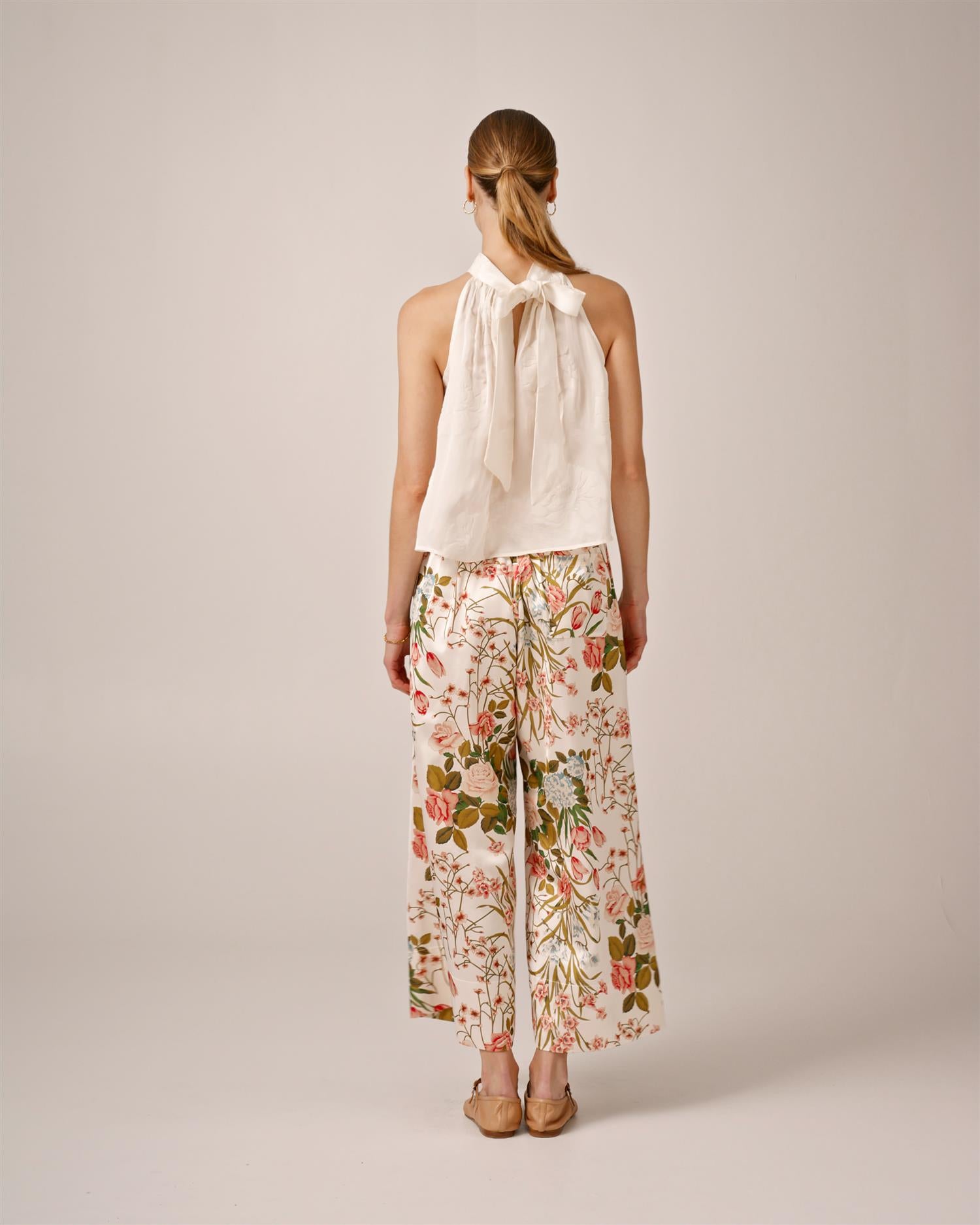 Tailored Satin Trousers PF25 Flower Fields