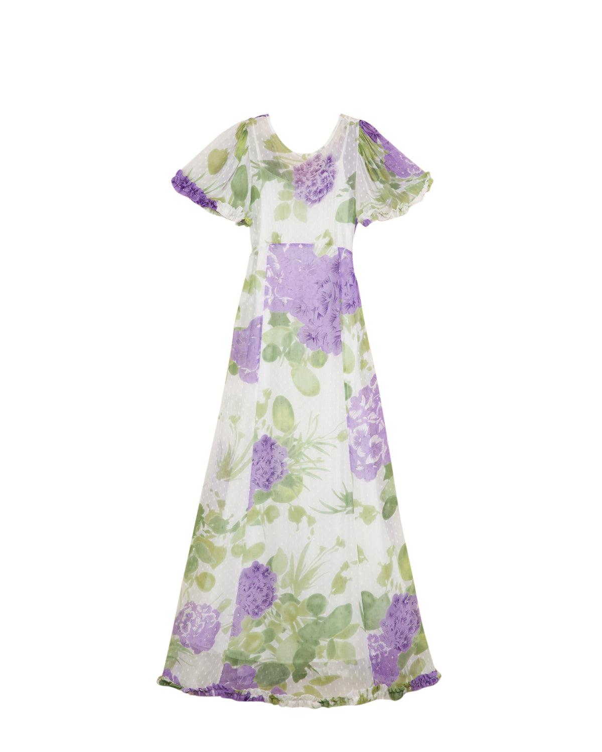 Dotted Georgette Maxi Dress-Purple Flowerfeild