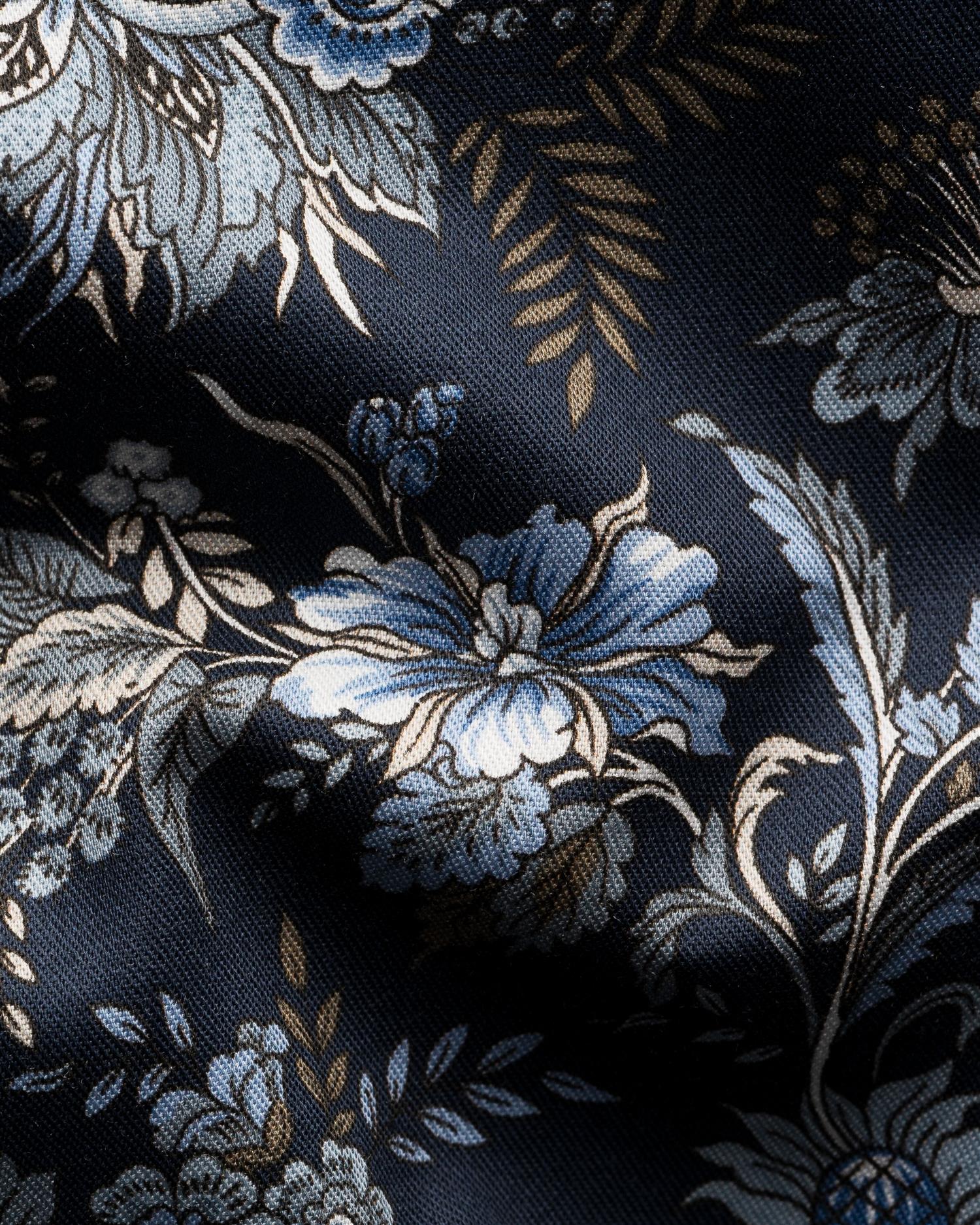 Dark blue Floral Print Signature Twill Contemporary Shirt
