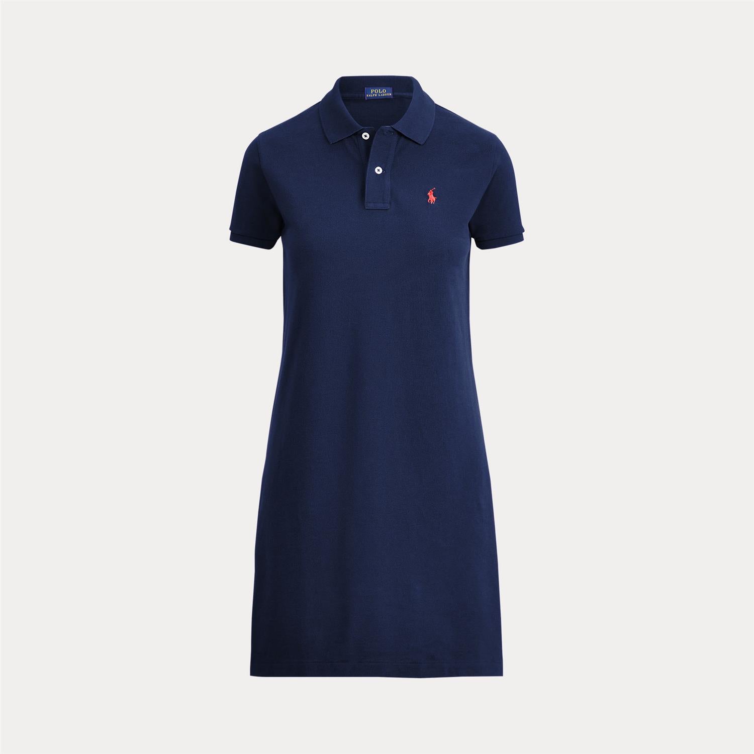 Cotton Mesh Polo Dress Newport navy