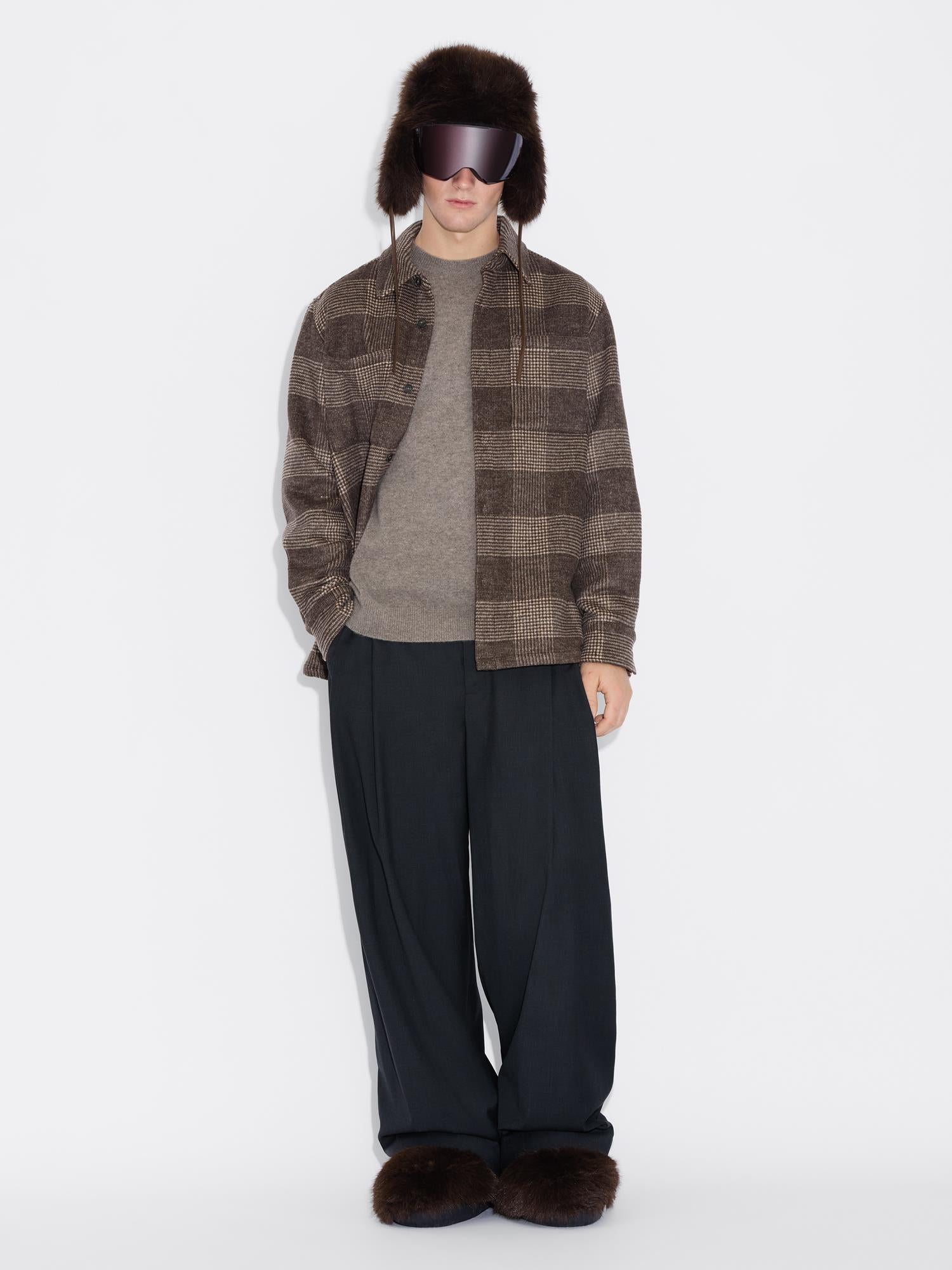 Mildew Flannel Overshirt Brown Check