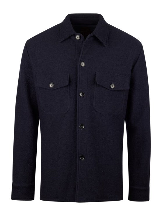 Overshirt Knitted Felted Wool Navy