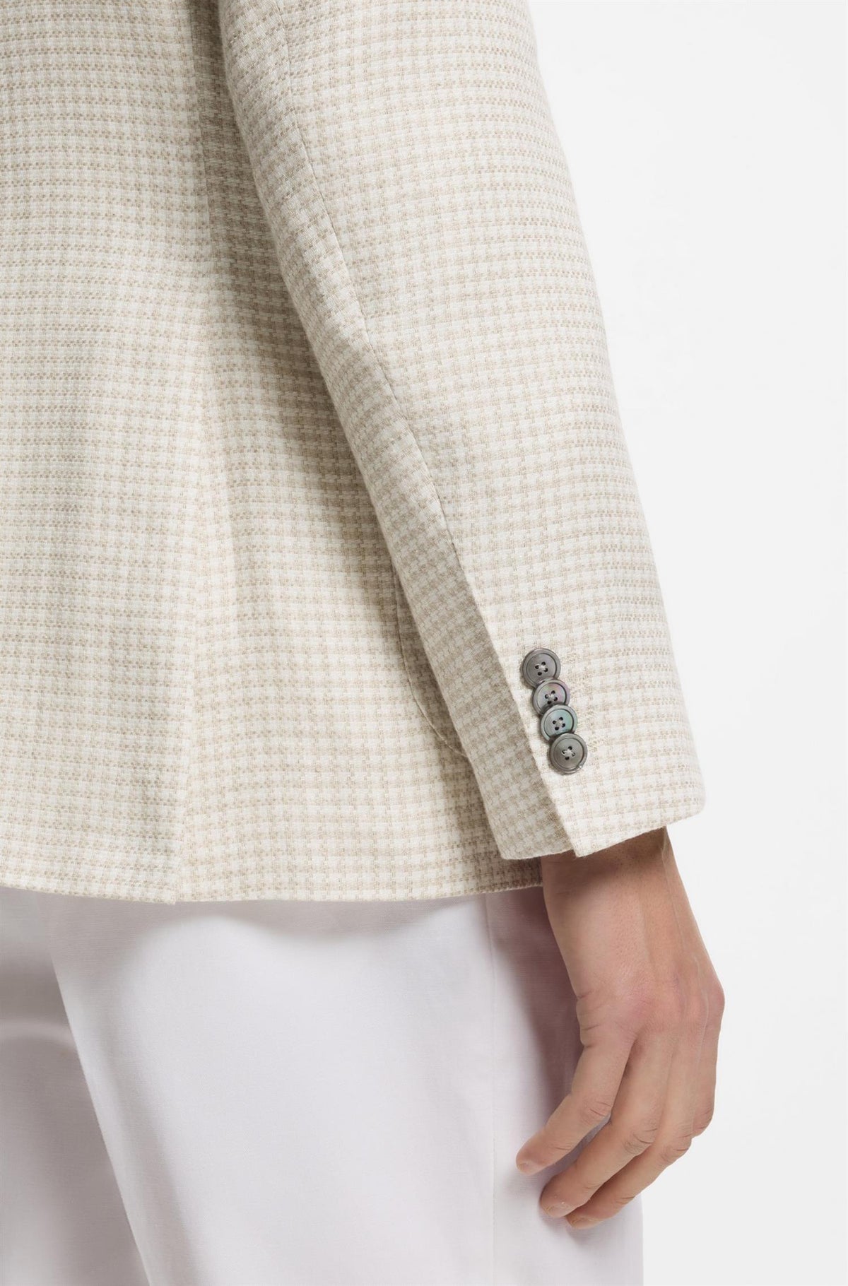 H-Janson Slim-fit blazer in checked linen, cotton and silk