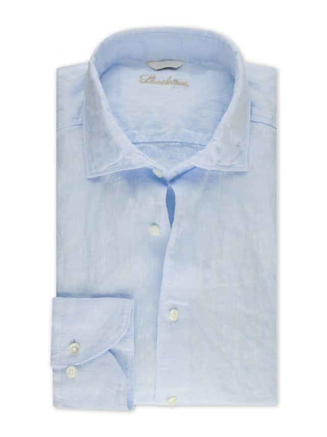 Light blue linen fitted body shirt