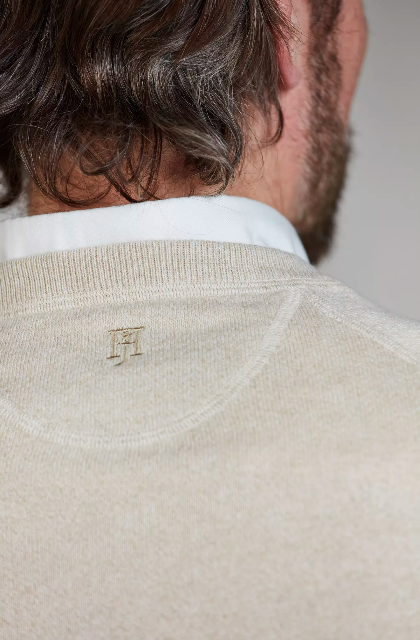 Crew Neck College Sweater Beige