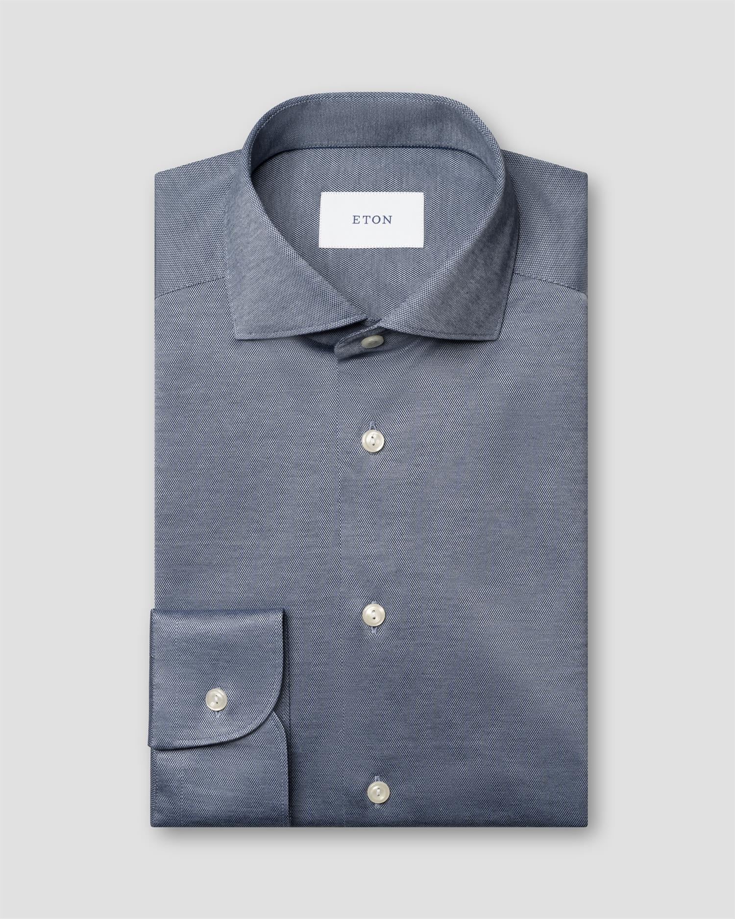 Dark blue Filo di Scozia Knit Slimfit Shirt