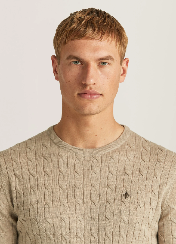 Merino Cable Oneck Khaki