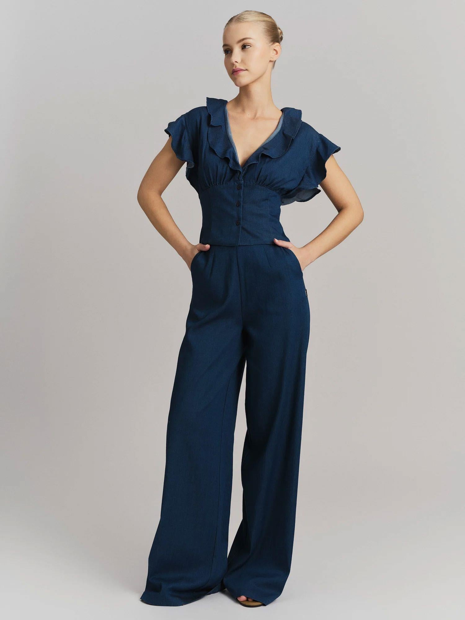 Felica Tencel Pants Dark Blue