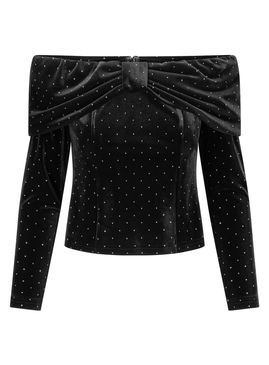 Tale Stud Velour Top Black