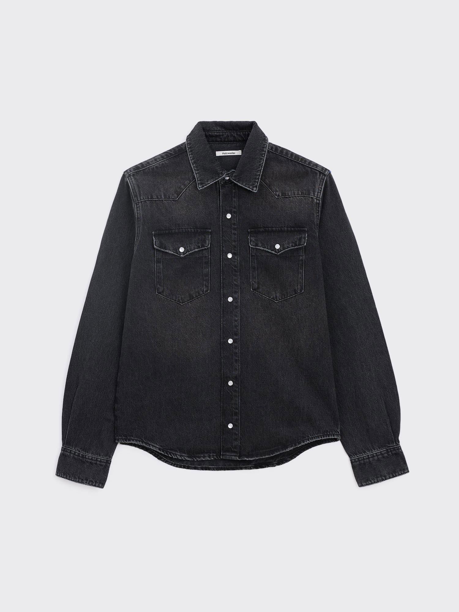 M Slim Denim Shirt Black