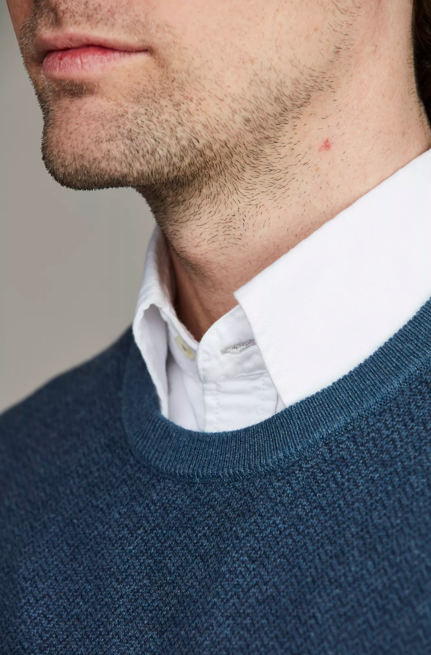 2Tone Herringbone Knit Blue