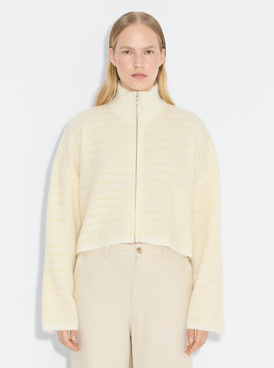 Tine Waffle Check Cardigan Lt.Yellow Mix