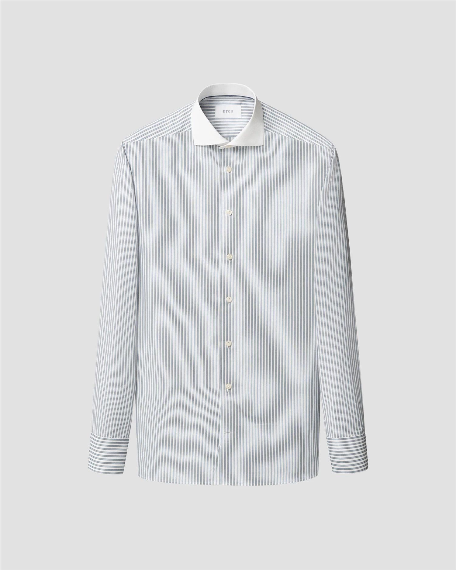 White Collar Striped Signature Twill Shirt Slimfit
