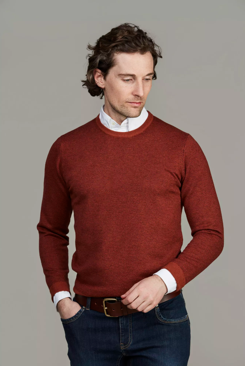 2Tone Herringbone Knit Burnt Orange