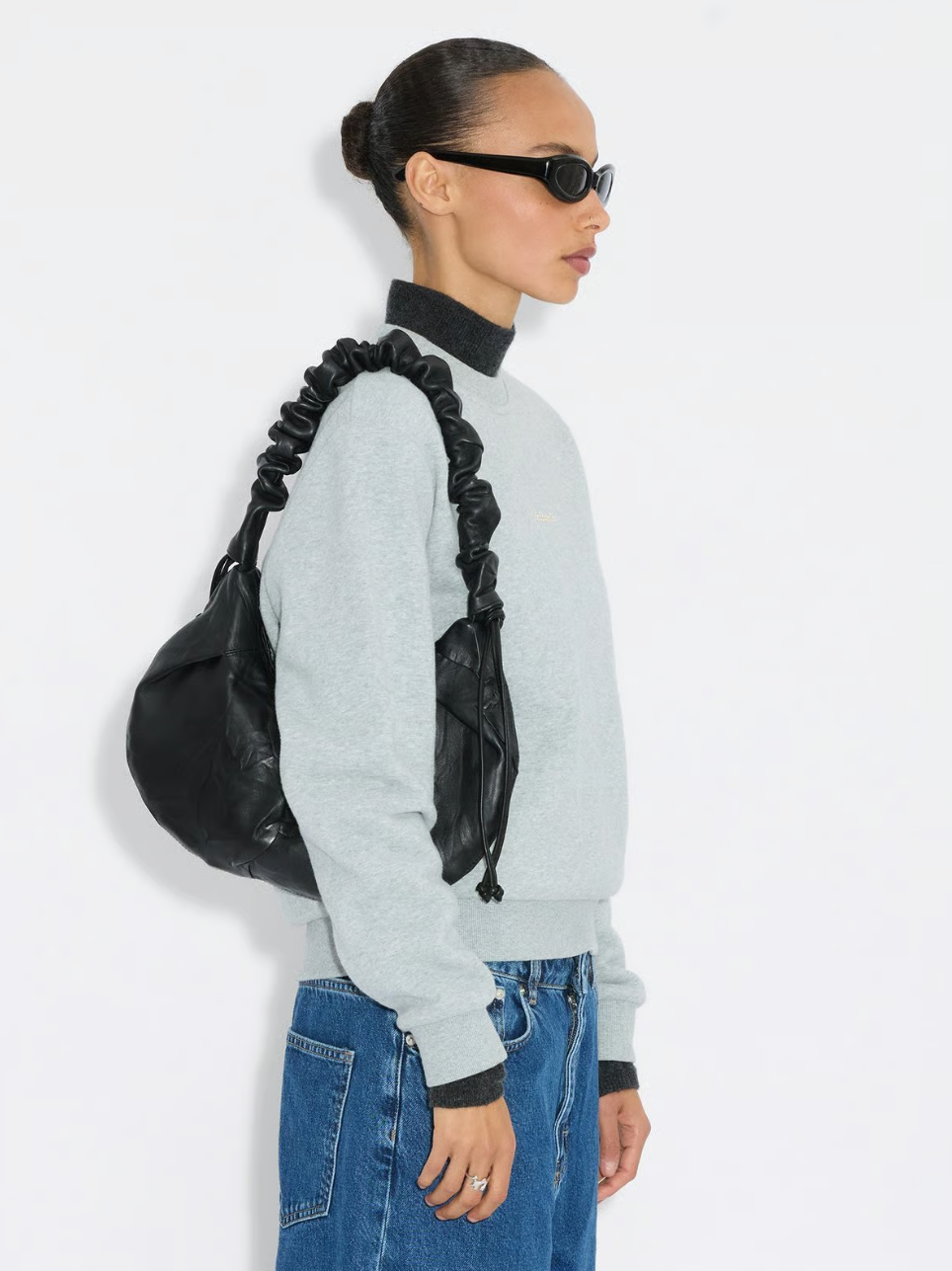 Leni Cocoon Leather Bag Black