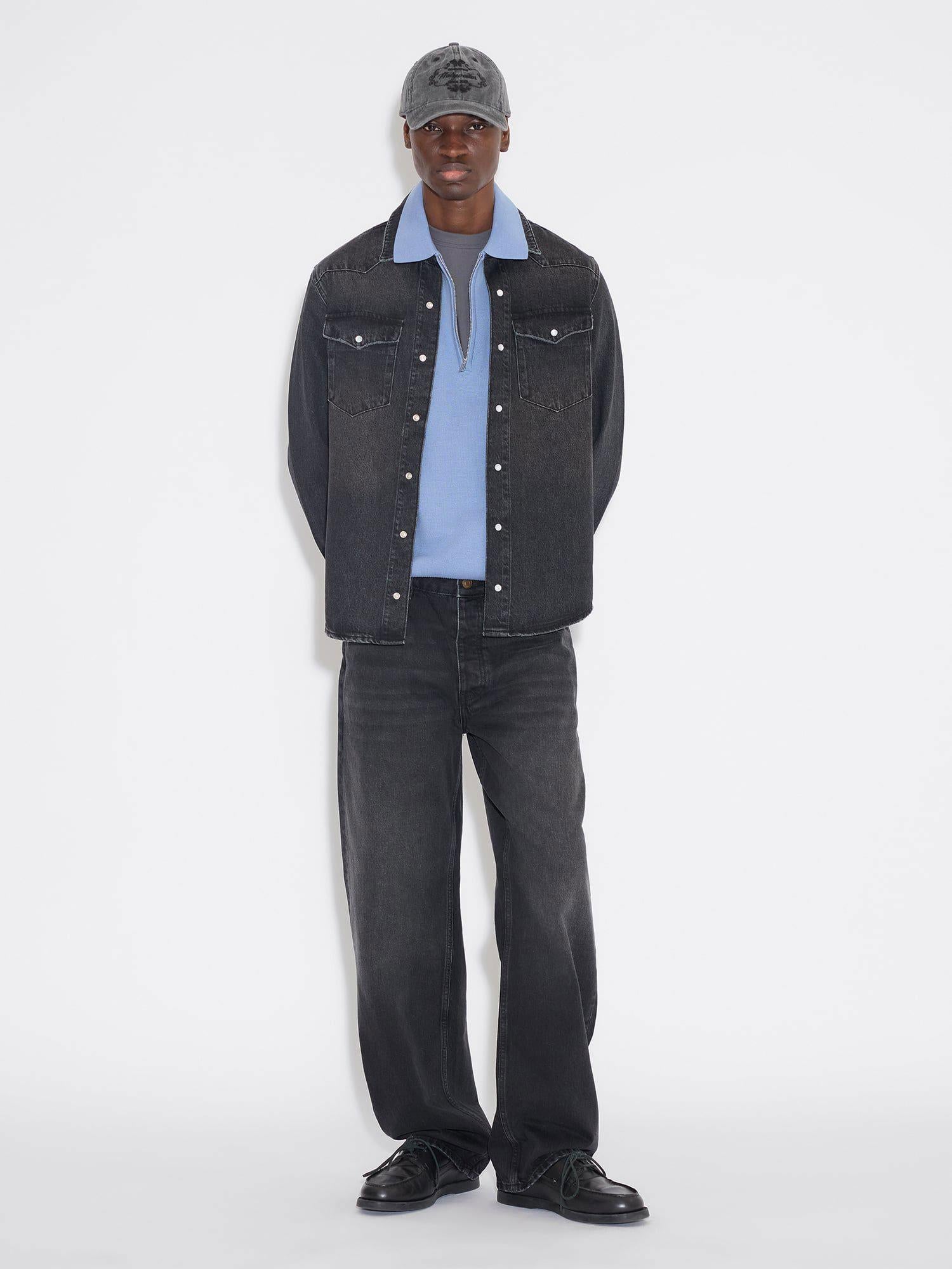 M Slim Denim Shirt Black