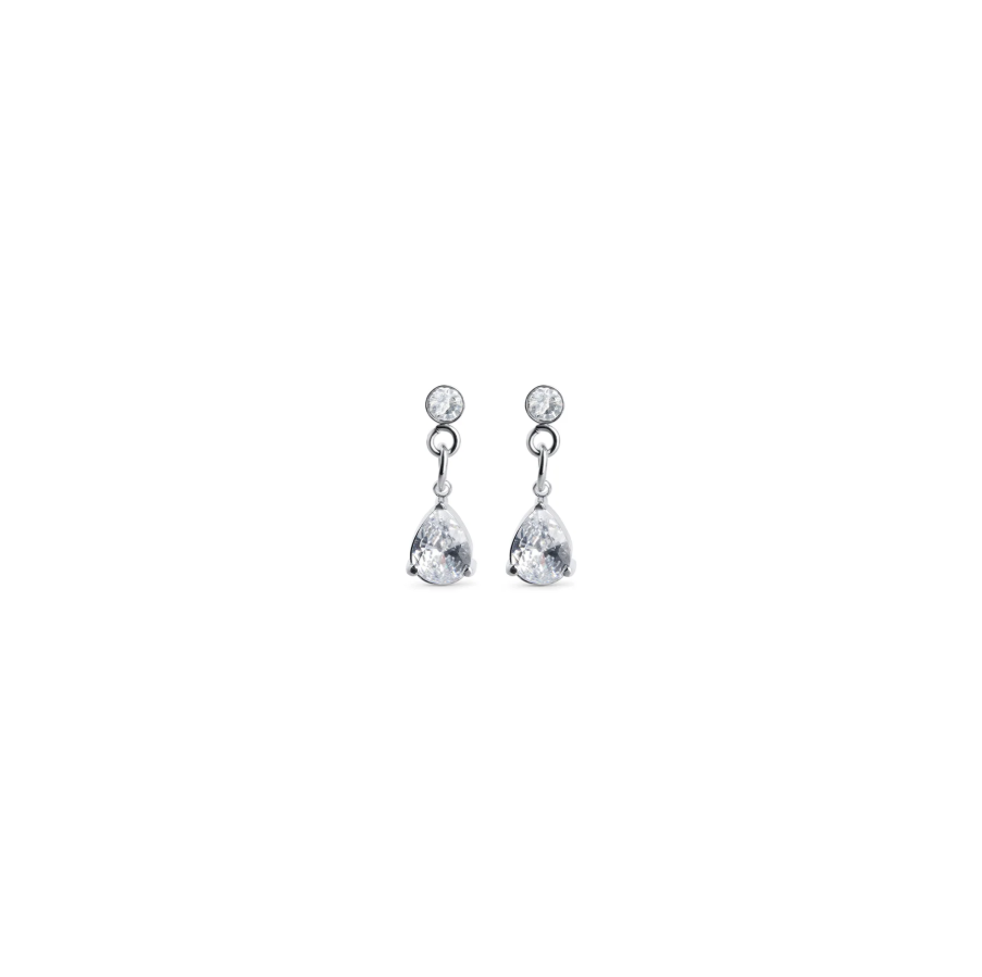 Roslyn Crystal Stud Earrings Silver
