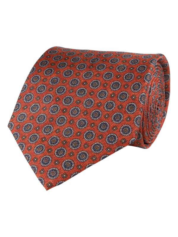 Orange Print Silk Tie