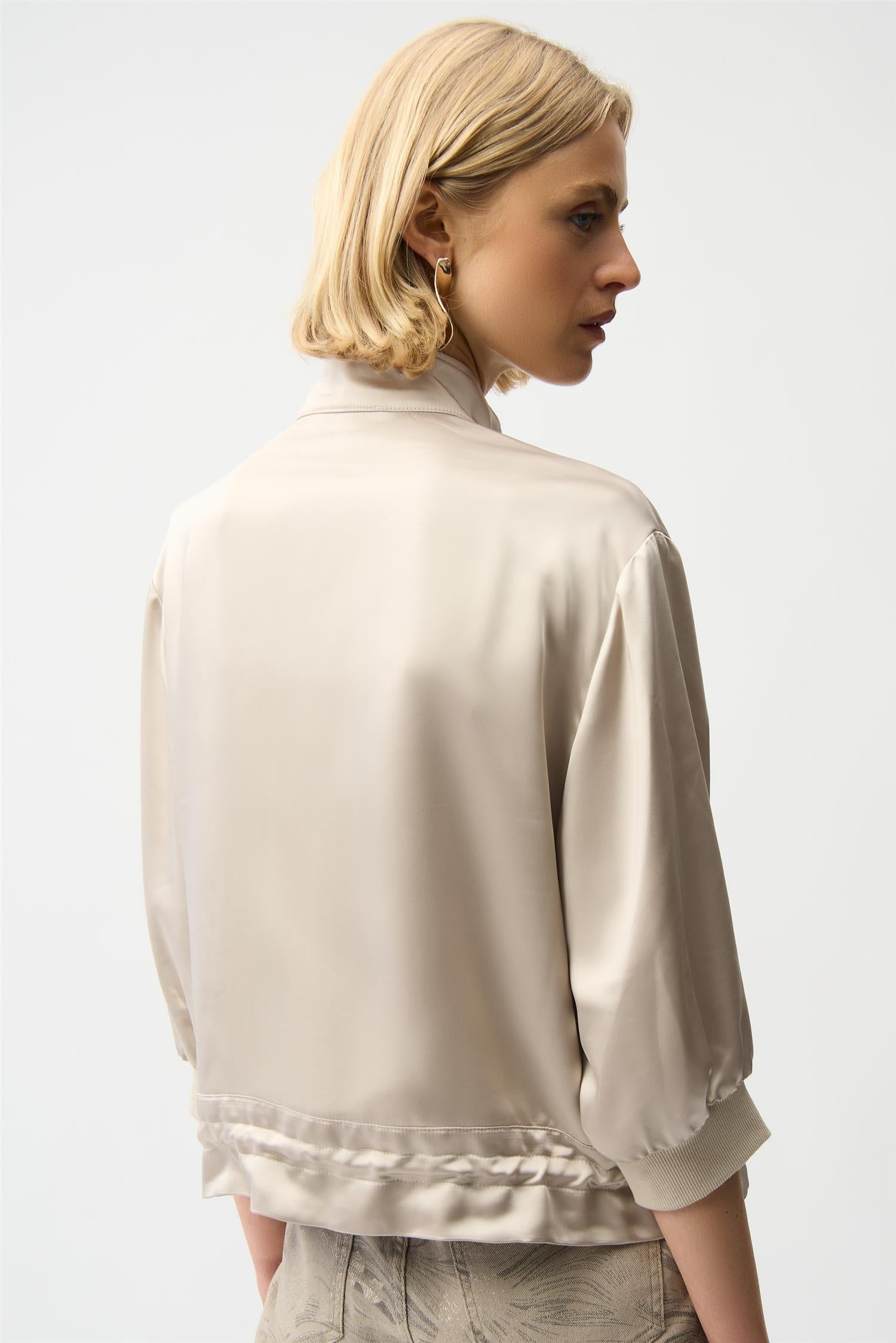 Satin Boxy Blouse Jacket Moonstone