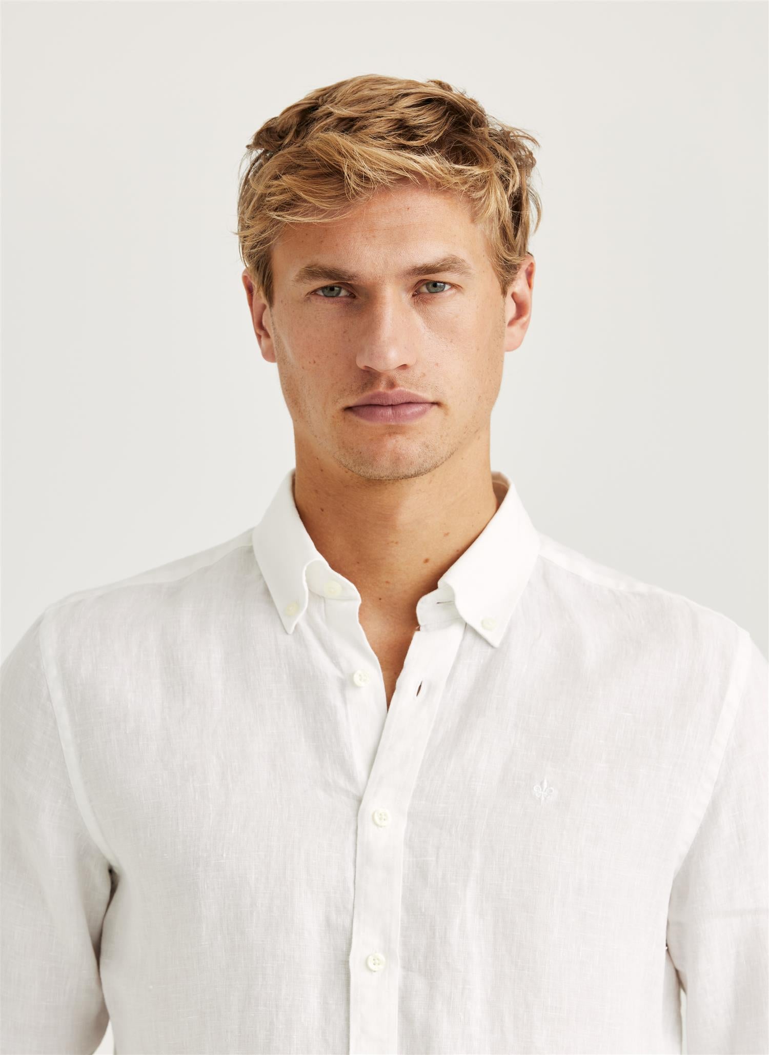 Douglas Linen Shirt-Classic Fit White