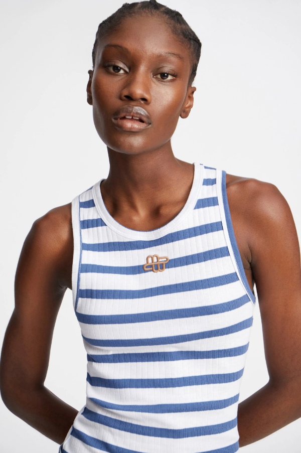 Tezza Striped Singlet Blue