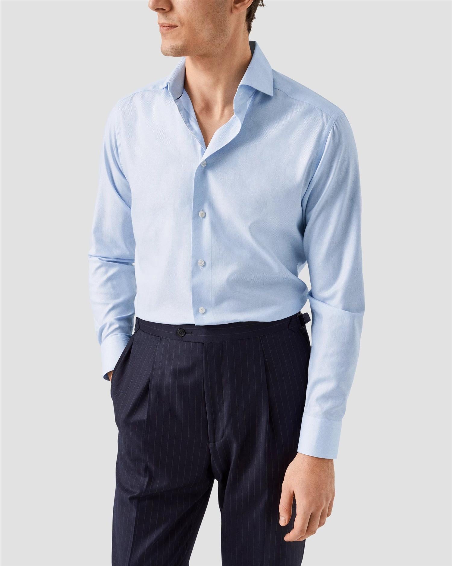 LIGHT BLUE MELANGE SEMI SOLID SLIM SHIRT Fine Twill
