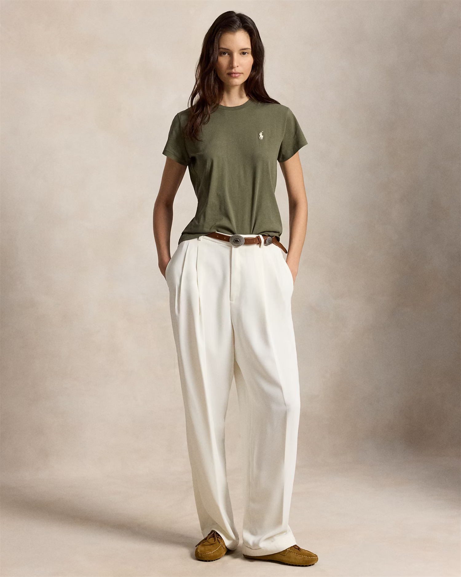 Classic fit cotton jersey crewneck tee dense olive