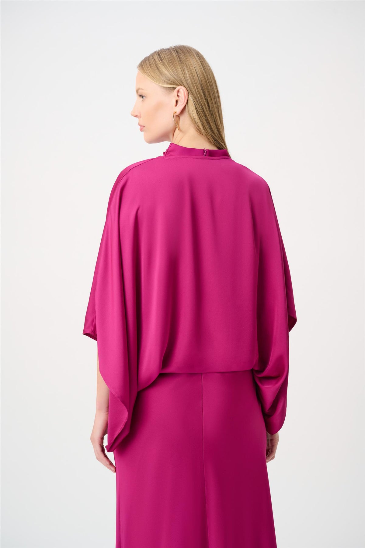 Satin Dolman Sleeve Cover-Up Deep Magenta